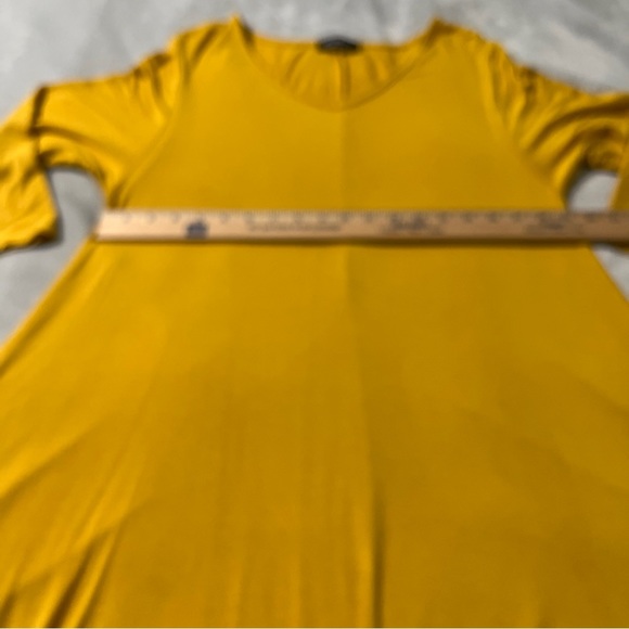 All For You 2XL Yellow T-Shirt Dress Made in the USA 3/4 sleeves Rayon/Spandex - Picture 6 of 9